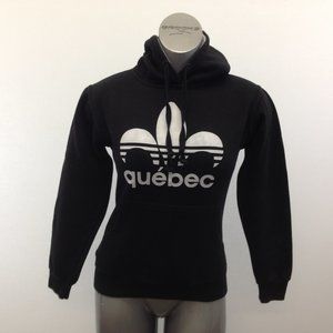 Quebec Hoodie Women's Small Black Spell Out